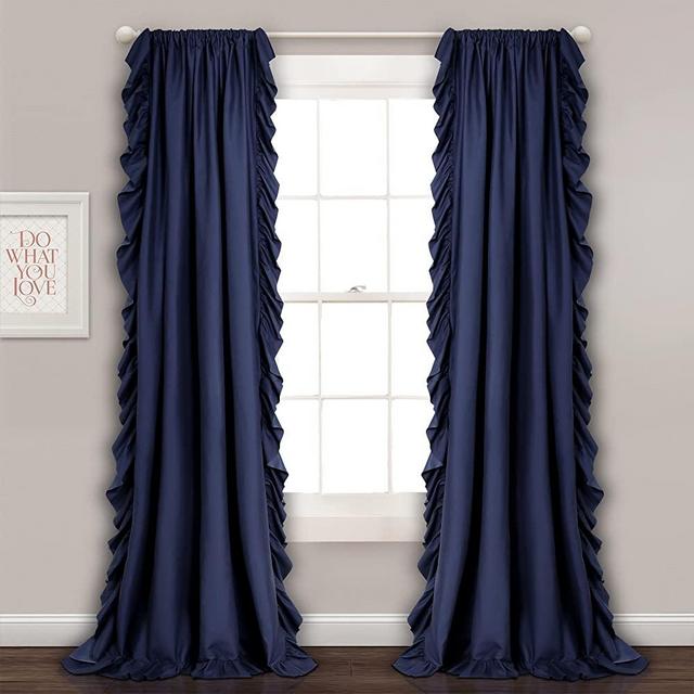Lush Decor Reyna Window Curtain Panel Pair, 54 x 84, Navy