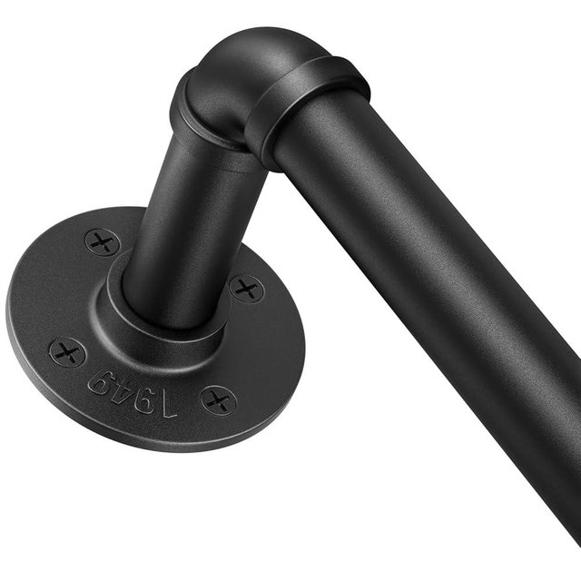 1 Inch Heavy Duty Blackout Curtain Rods for Windows, Industrial Pipe Wrap Around Room Divider Decorative Curtain Rods Wall Mount & Ceiling Mount, Black, 48-86 Inch