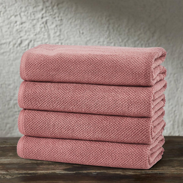 4pc Cotton Popcorn Textured Bath Towel Set Desert Rose - Isla Jade