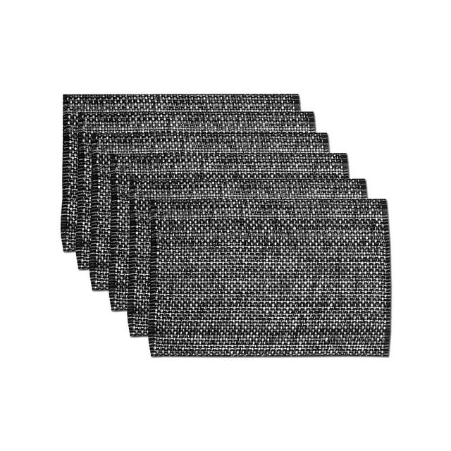Two Tone Cotton Woven 10x19 Placemat Sets by Sweet Home Collection, Black - 6 Pack