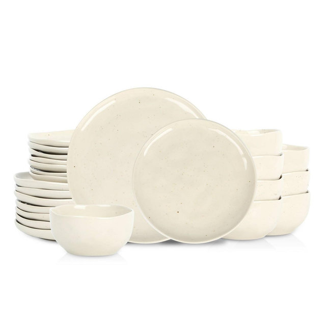 Stone Lain 24pc Mirella Stoneware Dinnerware Set Beige