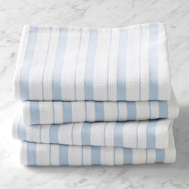 Williams Sonoma Classic Stripe Towels, Set of 8, Ice Water Blue