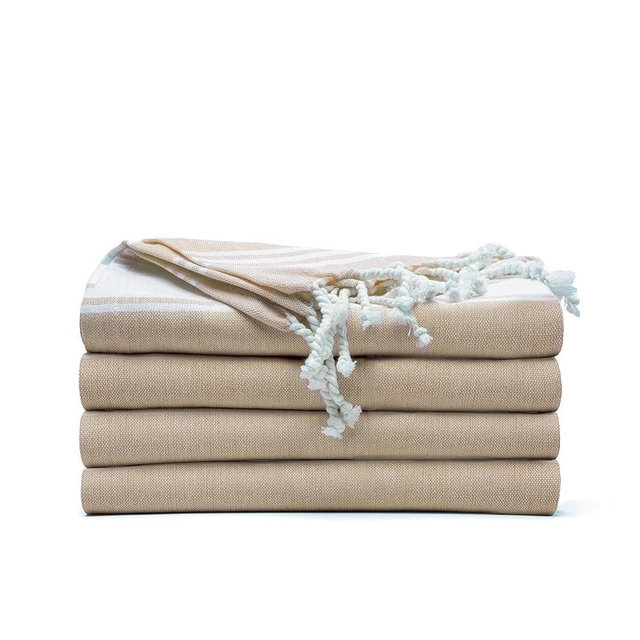 Salt Earth Cotton Turkish Beach Towel, Bath Towels Set of 4 Large, Towels for Bathroom, Beach Essentials,Gym Towels, Quick Dry Towel for Shower & Pool, Lightweight Large Bath Towels for All (Beige)