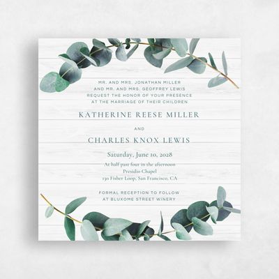 Light Wood, Grey Wedding Invitation - Galata Square