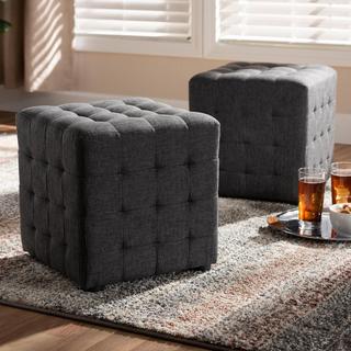 Elladio Upholstered Tufted Cube Ottoman, Set of 2