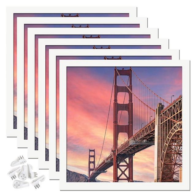 ijuerybai 6 Sets 8x8 Picture Frame, Frames for 8 x 8 Canvas Collage Photo Poster Certificate Wall Gallery, High Transparent Horizontal Vertical White Square 8 by 8 Inches