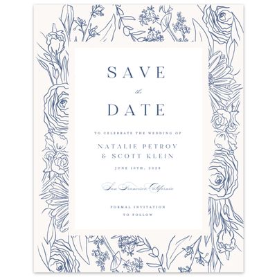 Dusty Cobalt, Blue Wedding Digital Save the Date - Corentine Portrait