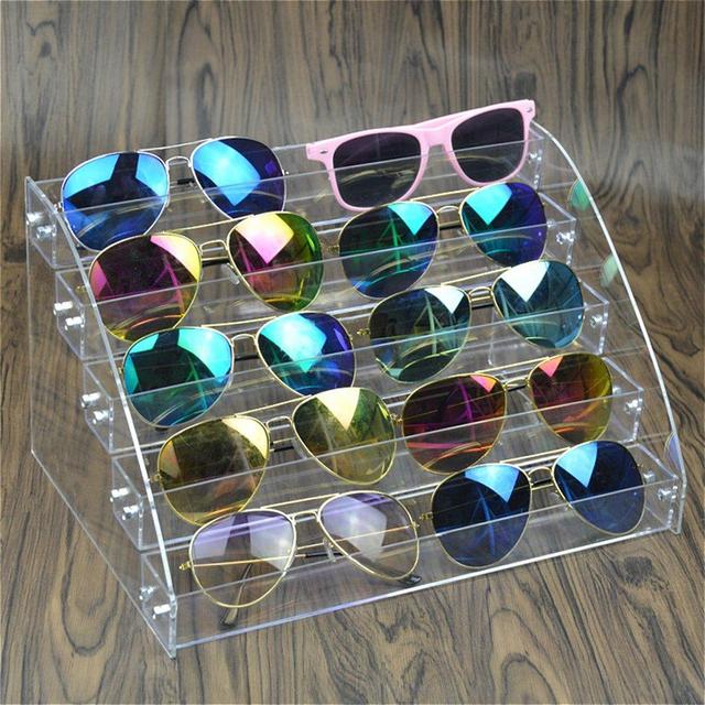 MineSign Sunglasses Organizer Clear Eyeglasses Display Case Eyewear Storage Tray Box For Glasses Tabletop Holder Stand (6 layer)