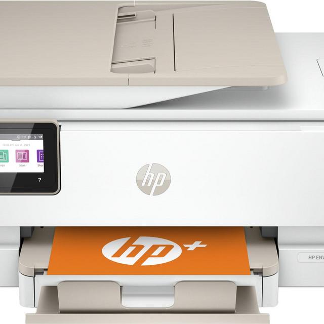 HP - ENVY Inspire 7955e Wireless All-In-One Inkjet Photo Printer with 6 months of Instant Ink included with HP+ - White & Sandstone