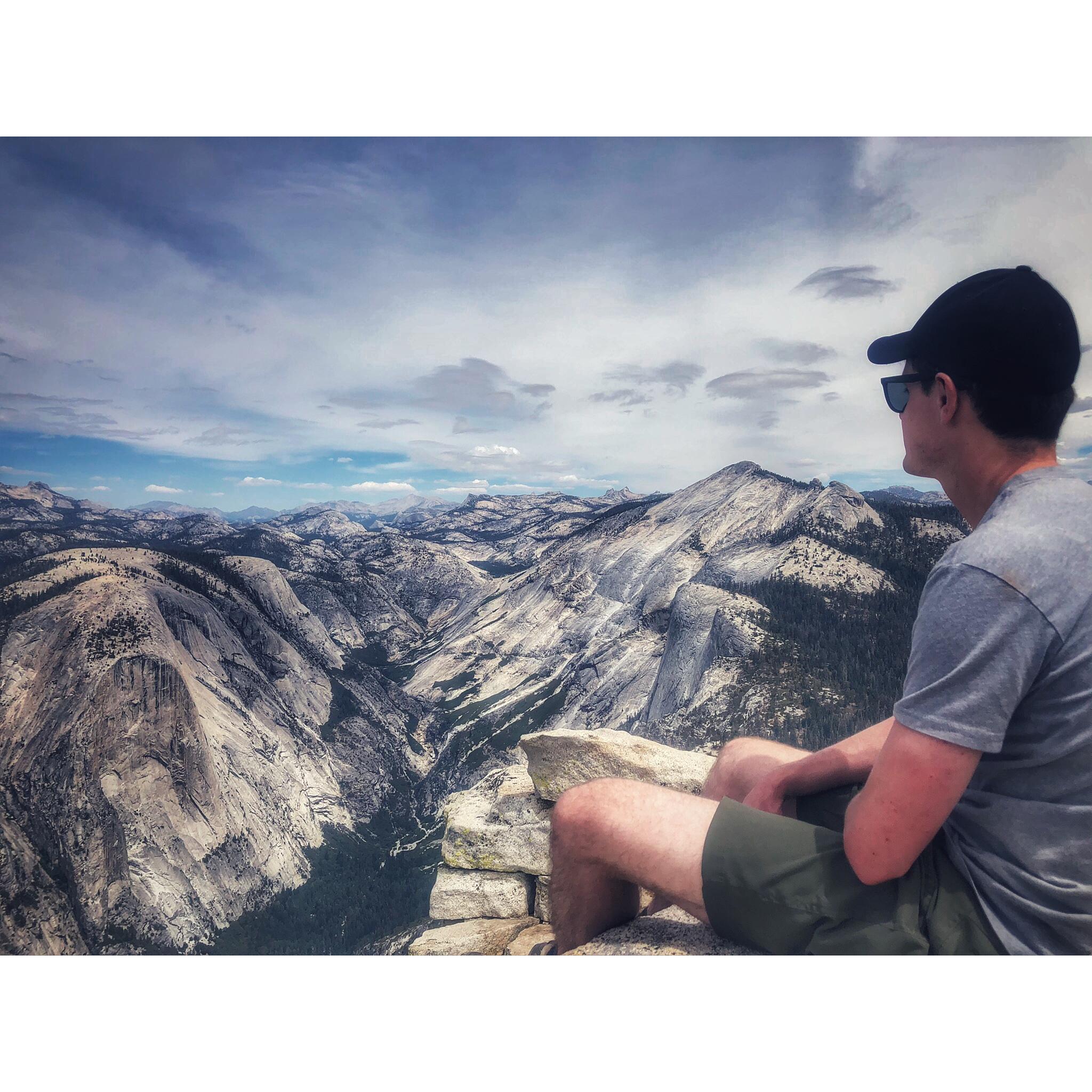 Once you hoist yourself up, be wary: the squirrels like the view as much as you do!
(Yosemite Half Dome)