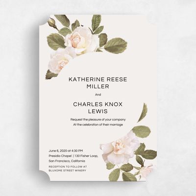 Beige Ticket Wedding Invitation - Woads Corner