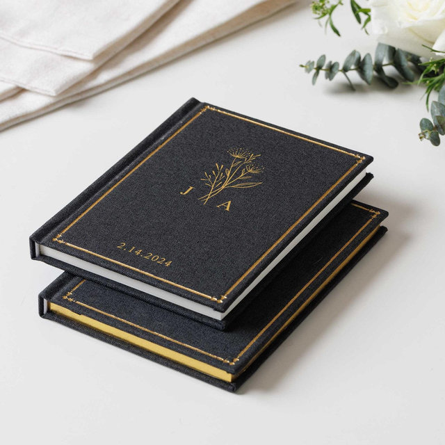 Custom linen vow books set of 2, couple engagement gift for lovers, wedding ceremony vow booklets and luxury speech notebook for bride