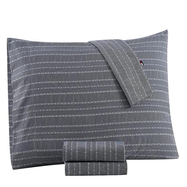 Tommy Hilfiger Itacha Stripe Play Sheet Set, Queen,Medevial Blue