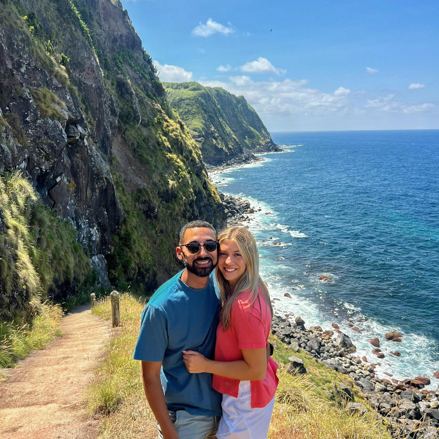 Cliff walk along the coast of the Azores Islands.