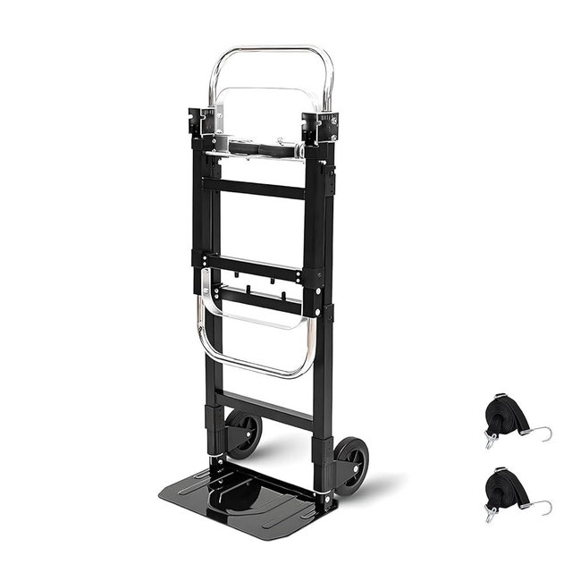 Folding Hand Truck Dolly- 600 LB Capacity Heavy-Dolly cart with Wheels with Retractable Handle for Moving Heavy Loads in Warehouses, Offices, Homes, and Shopping