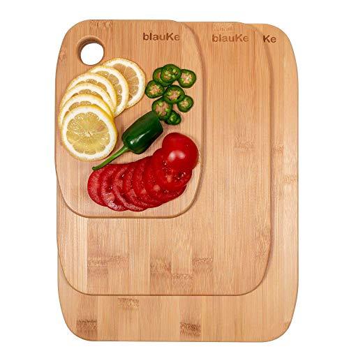 Bamboo Cutting Boards Set of 3 - Bamboo Chopping Boards for Kitchen In 3 Sizes: Small, Medium, Large - Wooden Cutting Boards Set Made Of Eco-Friendly Natural Bamboo - BlauKe