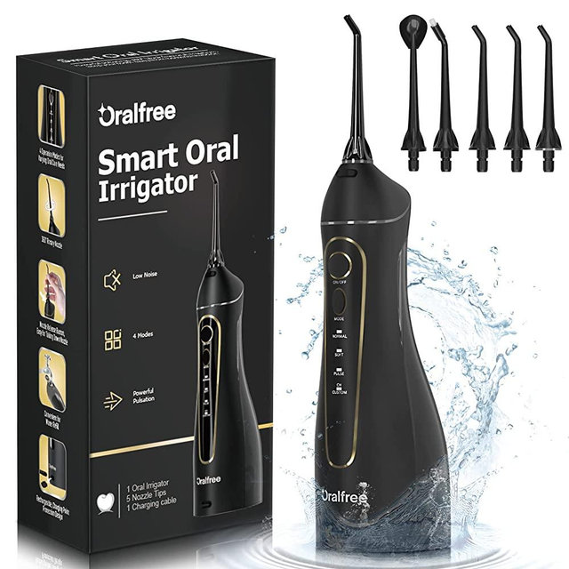 Water-Dental-flosser-Teeth-Cleaner-Oral Irrigator with 4 Modes Cordless Water Teeth Cleaner Pick for Braces & Bridges Care IPX7 Waterproof Rechargeable Portable Powerful Battery for Home & Travel