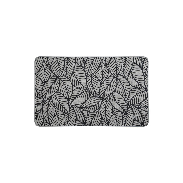 Evideco French Home Goods Jungle Printed Kitchen Mat 32" x 20" - Gray Leaves Design - Non Slip & Comfort Floor Mat