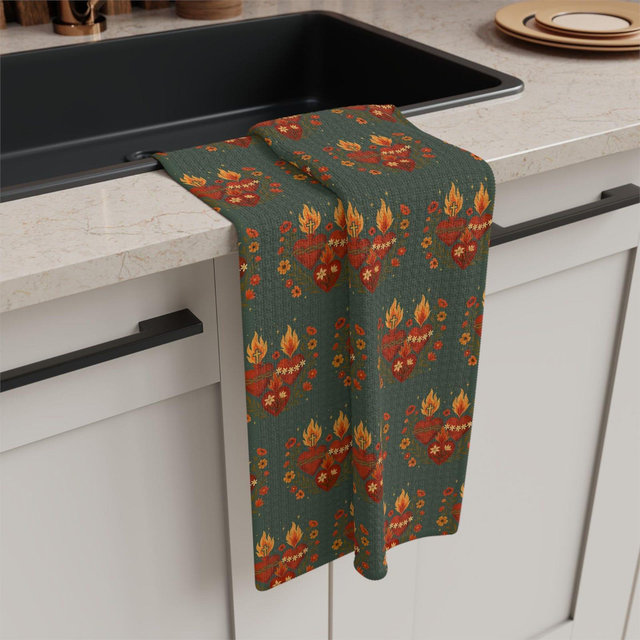 Catholic Kitchen Towel: Holy Family Hearts Decor, Religious Gift