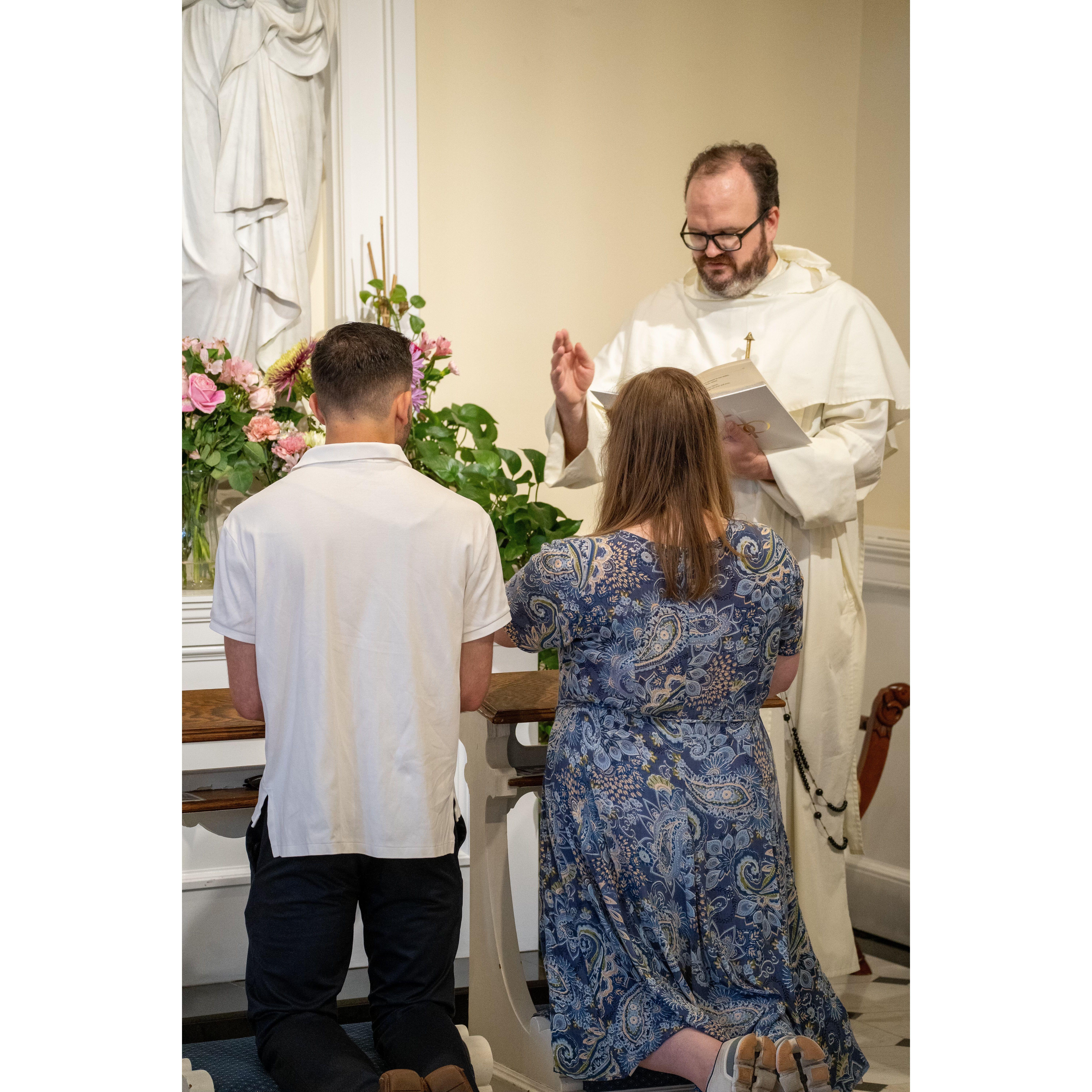 One of our favorite priests at our parish gave us a blessing (and blessed Hailey's ring) immediately after we got engaged (another wonderful thing Tim arranged that day!)!