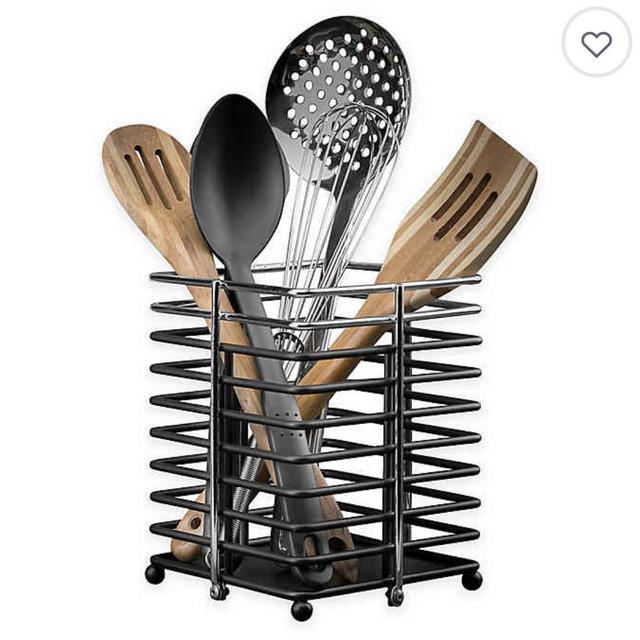 Macbeth Collection Matte Utensil Holder in Black/Chrome