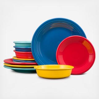 Classic Rim 12-Piece Vibrant Dinnerware Set, Service for 4