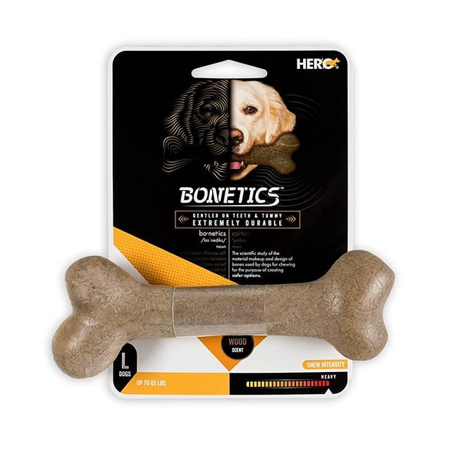 HERO | Bonetics | Dog Bones | Puppy Bones | Designed for Large Dogs Up to 65 lbs (Wood Scent)
