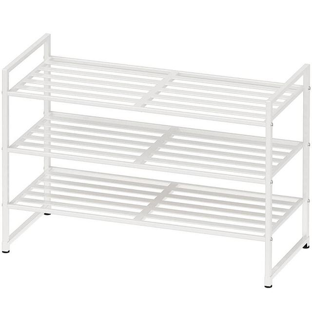 Simple Houseware 3-Tier Stackable Shoe Rack Organizer Shelf, White