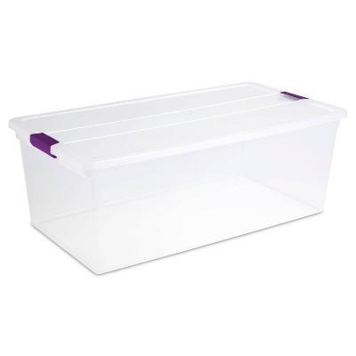 Sterilite 110qt Clear View Storage Bin with Latch Purple