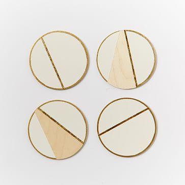 The Vintage Vogue Linea Coasters, White + Gold