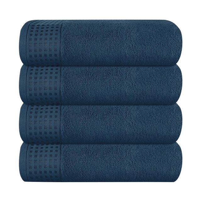 GLAMBURG Ultra Soft 4 Pack Oversized Bath Towel Set 27x54 inches, 100% Cotton Bath Towels, Highly Absorbant Compact Quickdry & Lightweight Towel, Ideal for Gym Travel Camp Pool - Mineral Blue