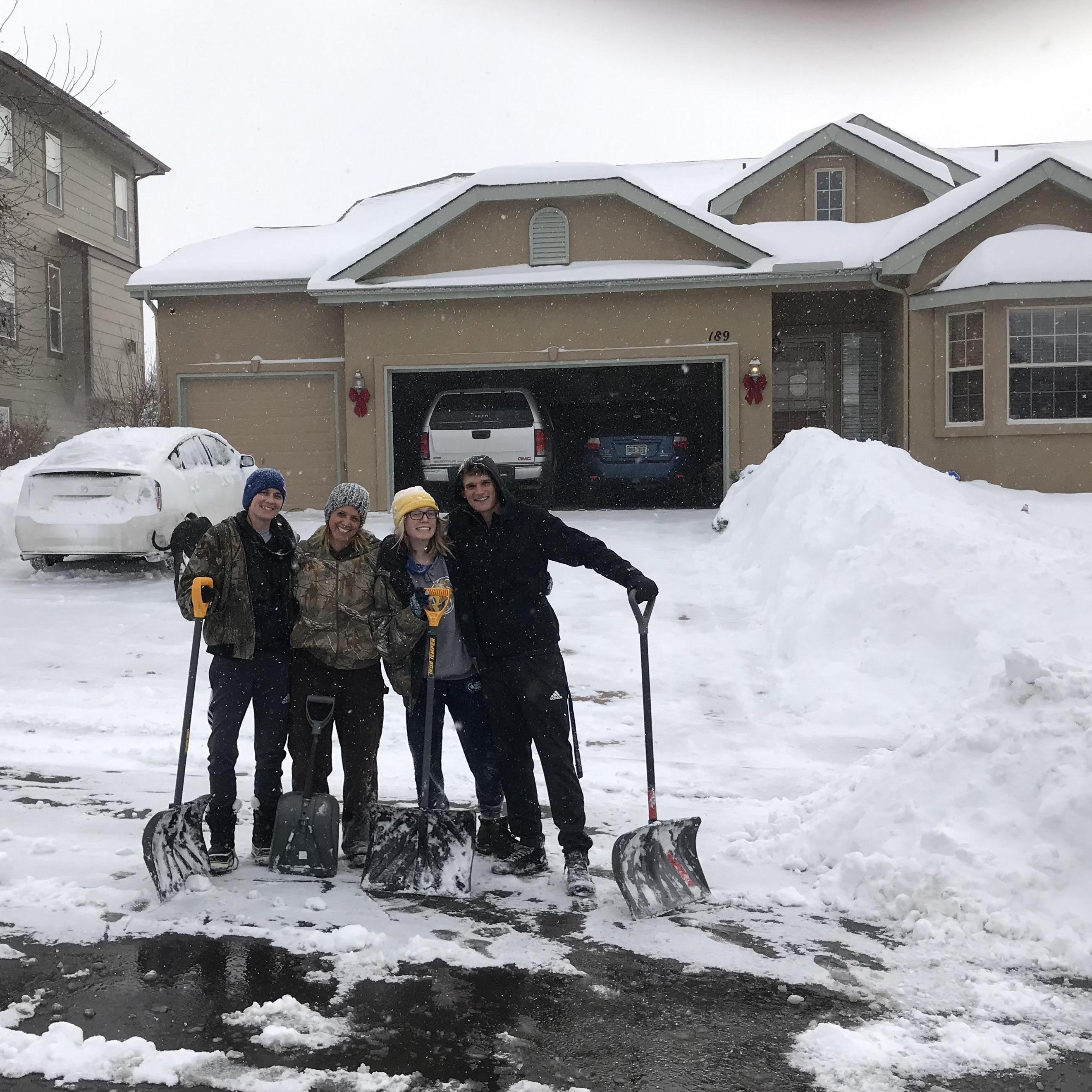 Our first winter in Monument, the entire family had to pitch in to shovel!