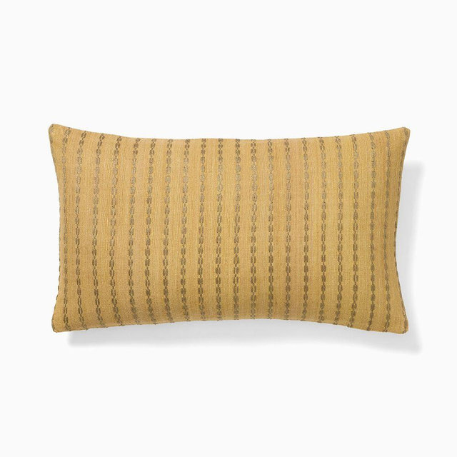 Silk Woven Geo Pillow Cover, 12x21, Camel
