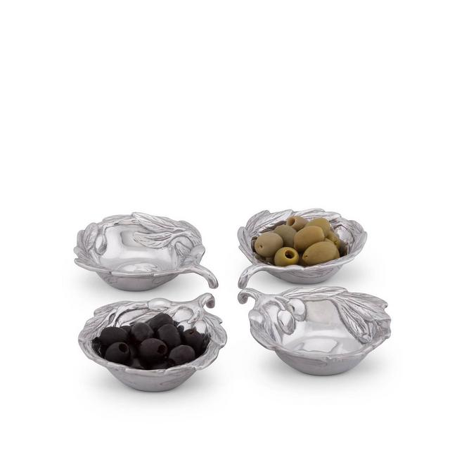 Arthur Court Sand-Cast Aluminum, Set of 4 Olive Pattern Sauce Bowls