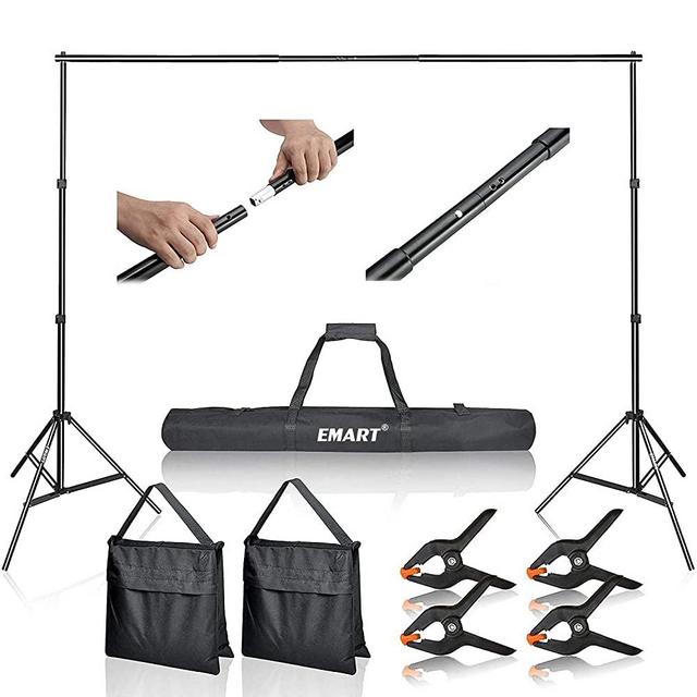 Emart Photo Video Studio 10Ft Adjustable Background Stand Backdrop Support System Kit with Carry Bag