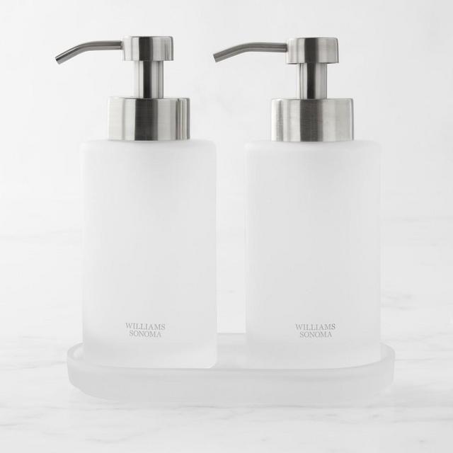 Hold Everything Frosted Glass Foaming Soap Dispenser with Caddy, Set of 2