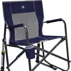 Navy GCI Outdoor Freestyle Rocker Camping Chair | Portable Folding Rocking Chair with Solid, Durable Armrests, Drink Holder & Comfortable Backrest — Indigo Blue