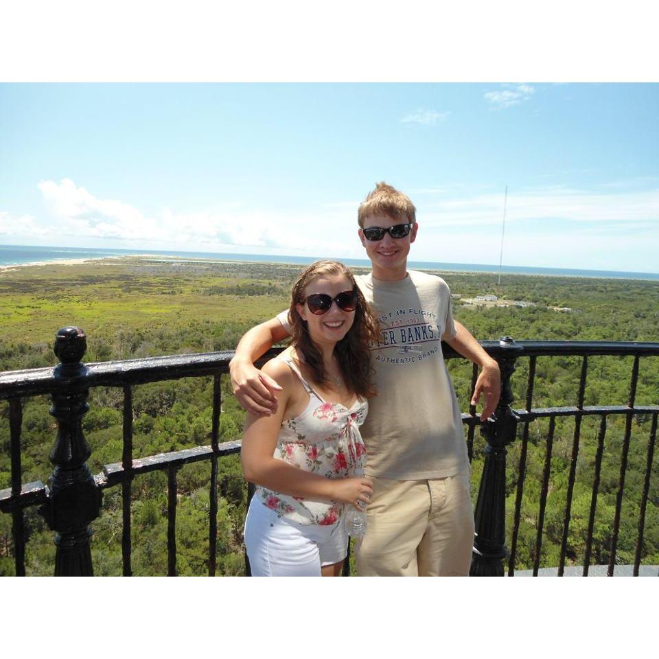 Our first vacation together in the Outer Banks, NC from the top of the Cape Hatteras Light House :)