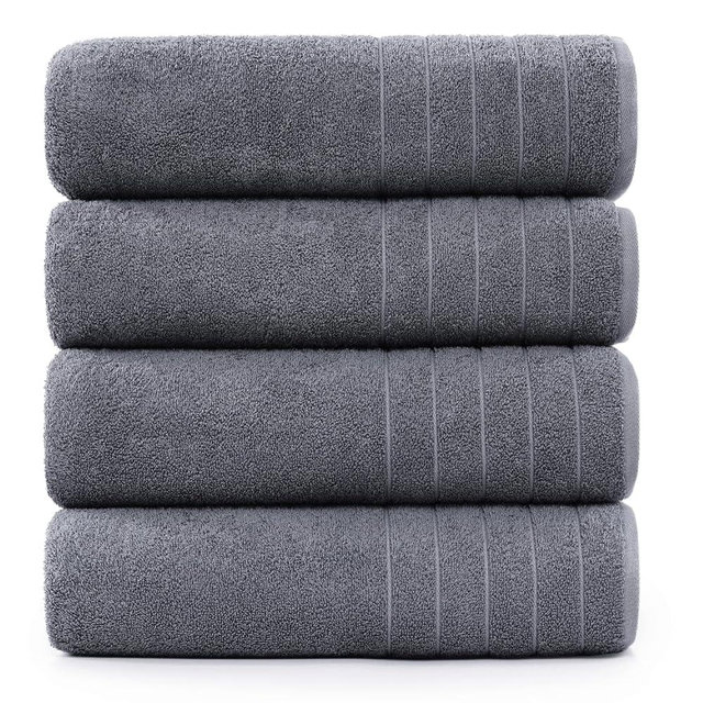 Casa Platino Bath Sheet Towels, 4 Pack Bath Sheet(36"x 72"), 100% Ring Spun Cotton Towels, Lightweight Towels for Bathroom, Absorbent Bathroom Towels, Quick Dry Bath Sheet, Soft Towel - Cool Grey