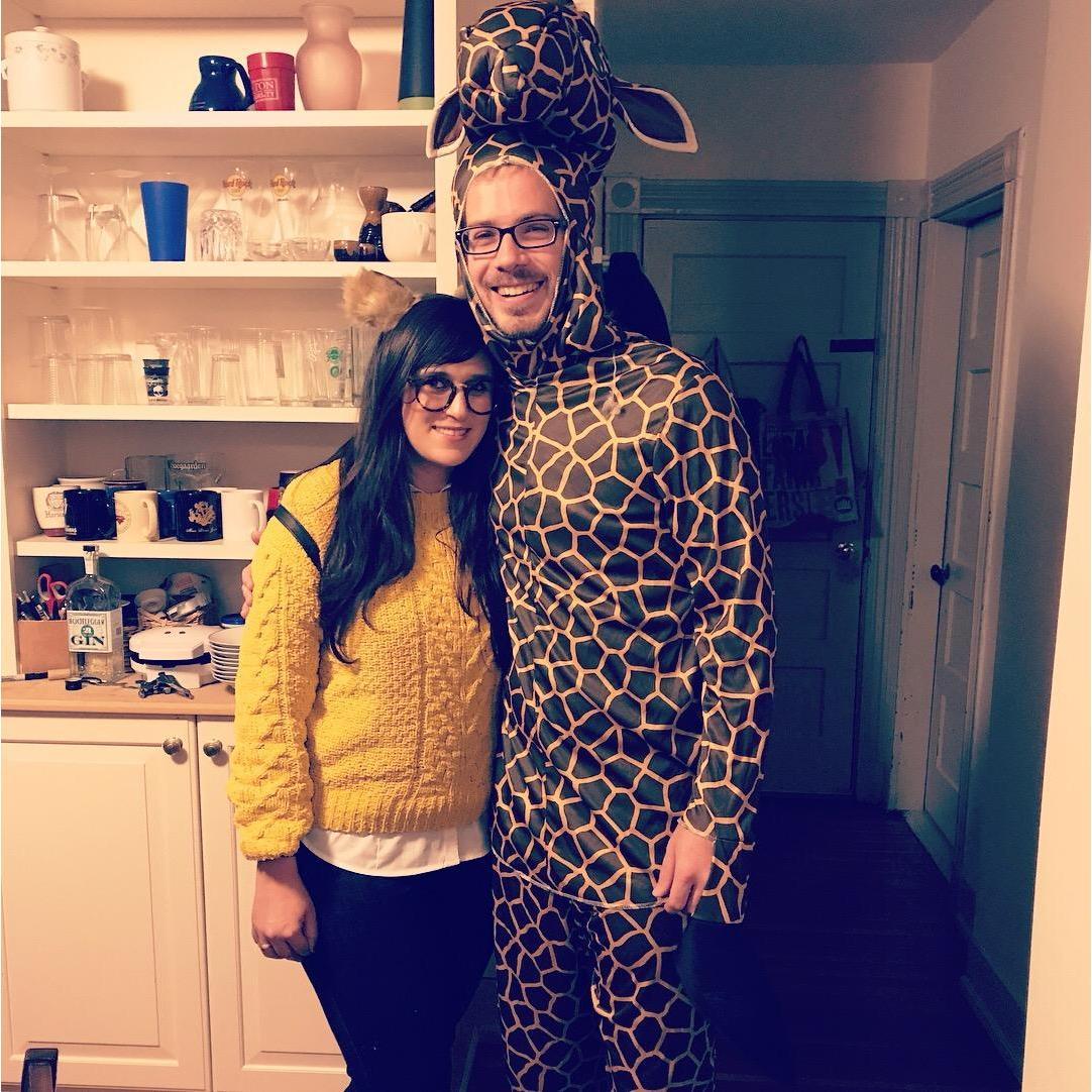 Just a giraffe and an aardvark celebrating Halloween