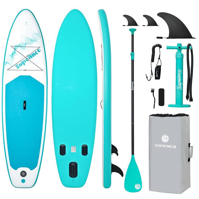 SUPEIMCO Inflatable Stand Up Paddle Board - Upgraded Glue-Free Hot Melt Technology, Long Service Life, 10'6", Anti-Slip EVA Deck, Full SUP Accessories, Included for Adults Youth All Skill Levels