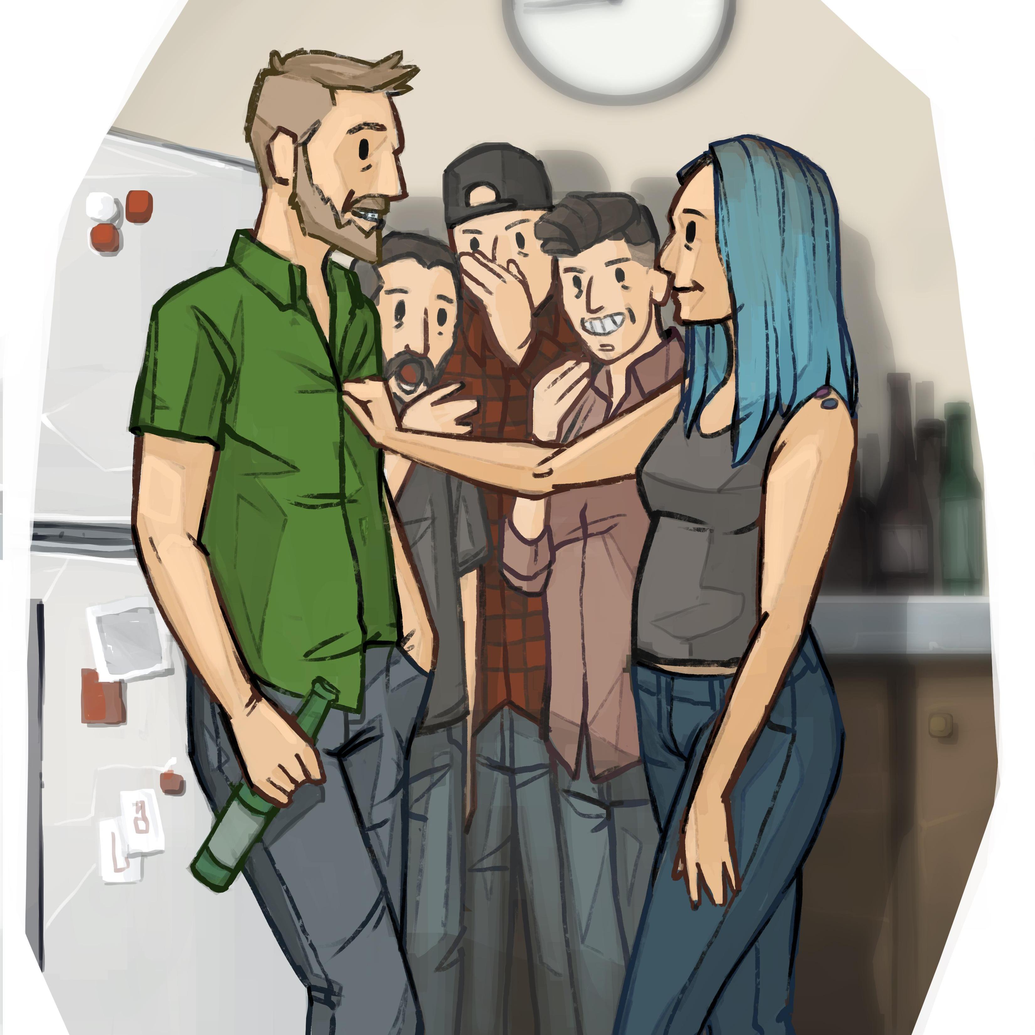 A recreation of the night we met. Featuring Doug, Peter, and Matt.