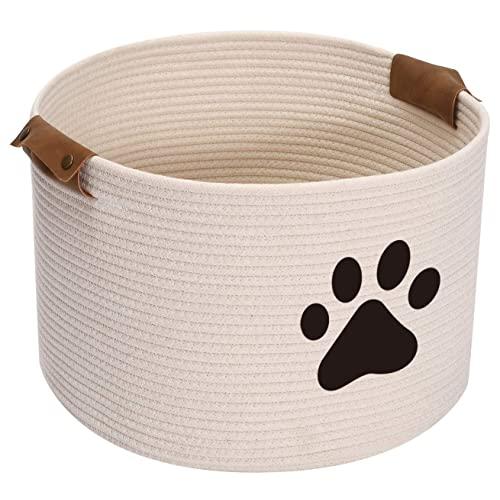 Cotton Rope Pet Toy and Accessory Storage Bin, Dog Cat Toy Baskets Organizer - Perfect for Organizing Pet Toys, Blankets, Leashes and Food