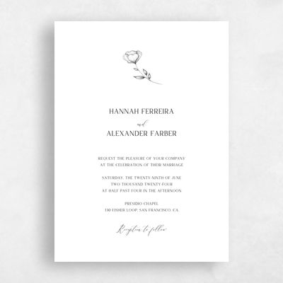 White Floral Wedding Invitation - Luana Classic