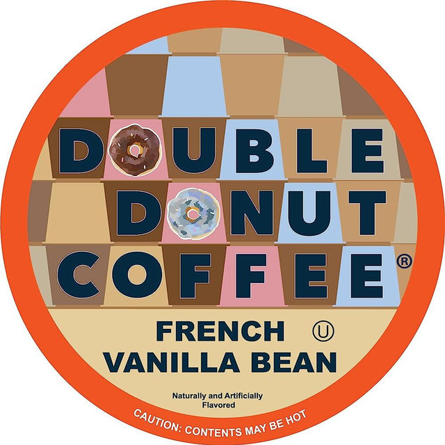 French Vanilla Coffee Pods, Vanilla Bean Flavored Coffee in Recyclable Single Serve Vanilla Pods for the Keurig K Cups Coffee Makers, From Double Donut - 24 cups