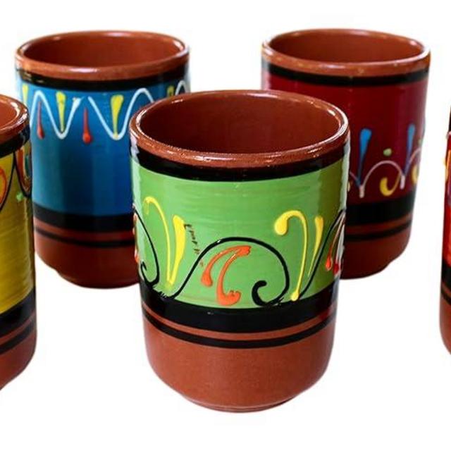 Cactus Canyon Ceramics Spanish Terracotta 5-Piece Cup Set, Multicolor