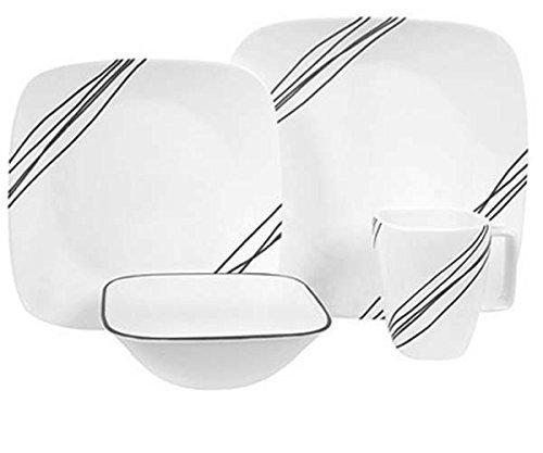 Corelle Squares Simple Sketch 1088188 16-Piece Dinnerware Square White Value Bundle