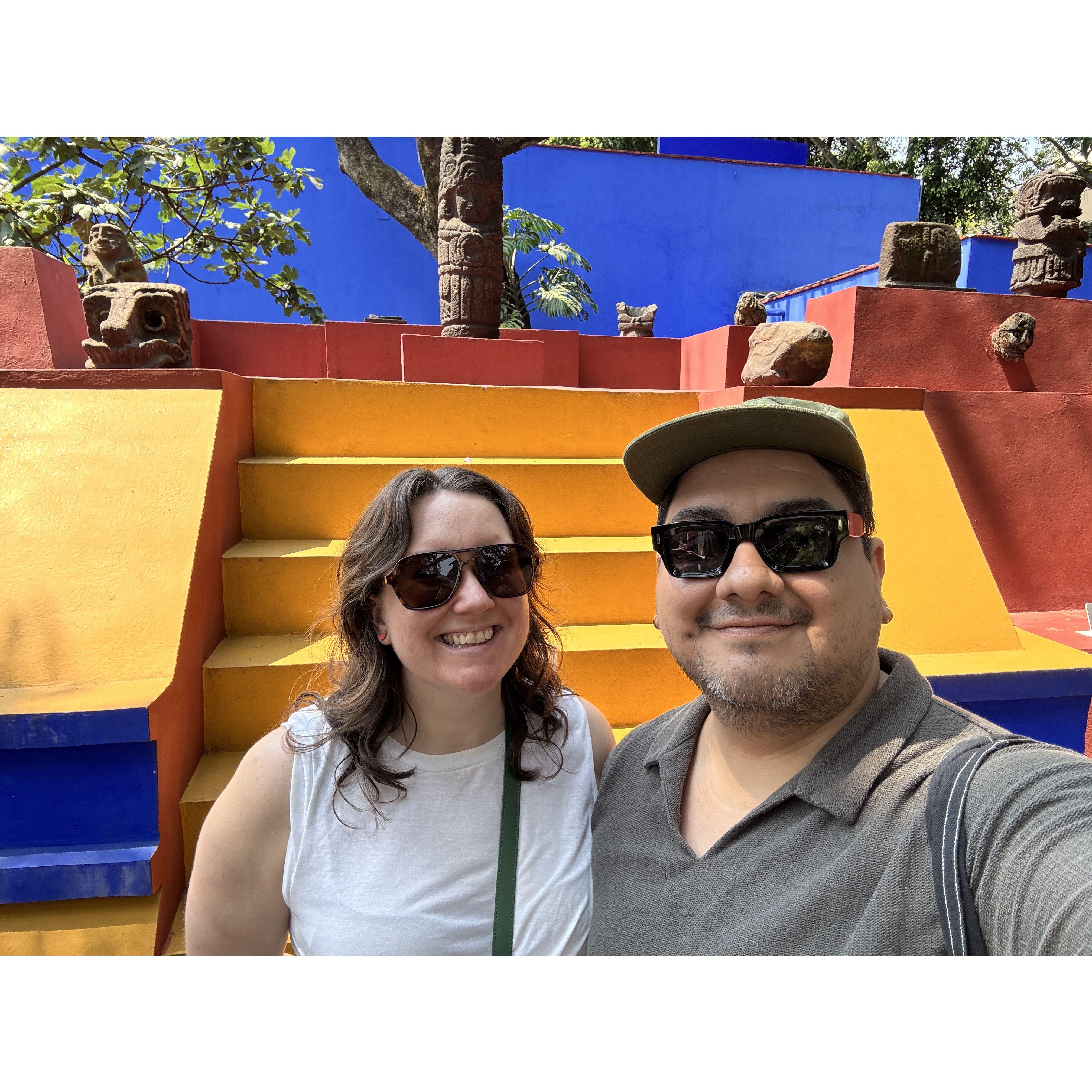Casa Azul in Mexico City, the day we got engaged.