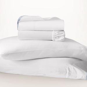 Signature Embellished Sheet Set - Curved Edge: White/Hydrangea - King/Cal.King