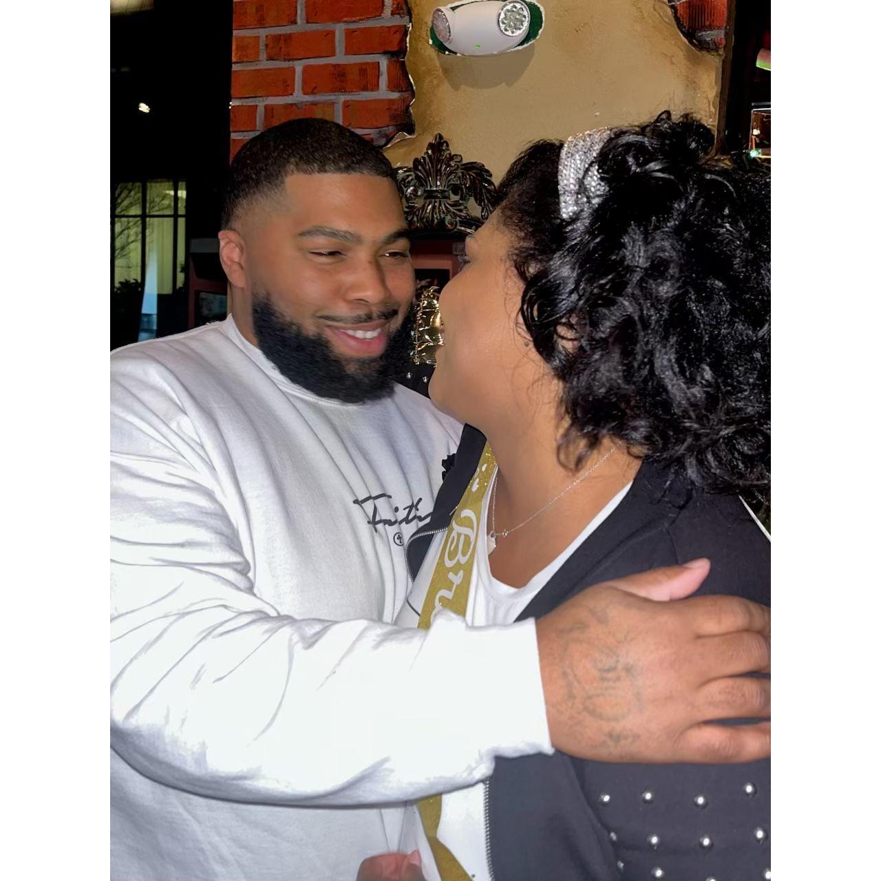 Sharing a moment at our engagement party